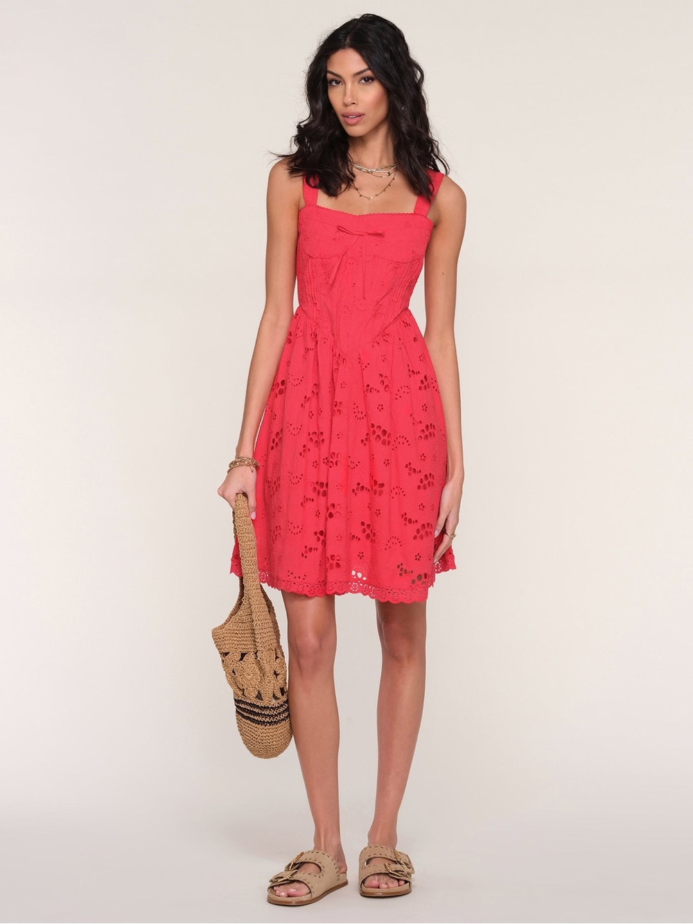Heartloom Red Eyelet Bow Rika Sundress